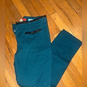 Cartonnier Anthropologie Pants Size 4 Textured Charlie Ankle Trouser Teal Green